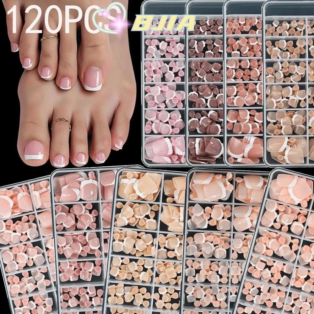 BJIA Conjunto De Unhas Com Ponta De 120 Unidades , Prensa Francesa Chique Em Unha De Curta , Falsas Quadradas Brilhantes