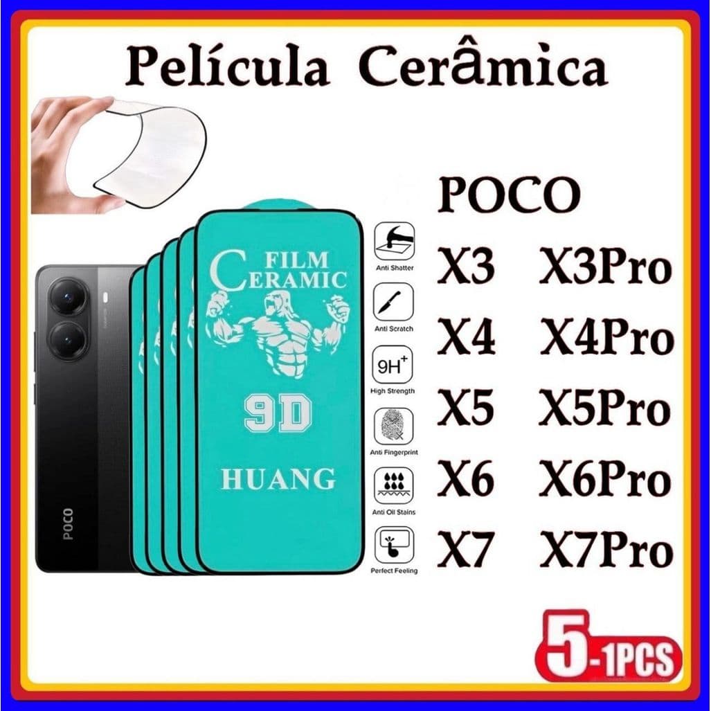Película de Cerâmica 9D Gel Hidrogel Redmi POCO X3 X3PRO X4 X4PRO X5 X5PRO X6 X6PRO X7 X7PRO