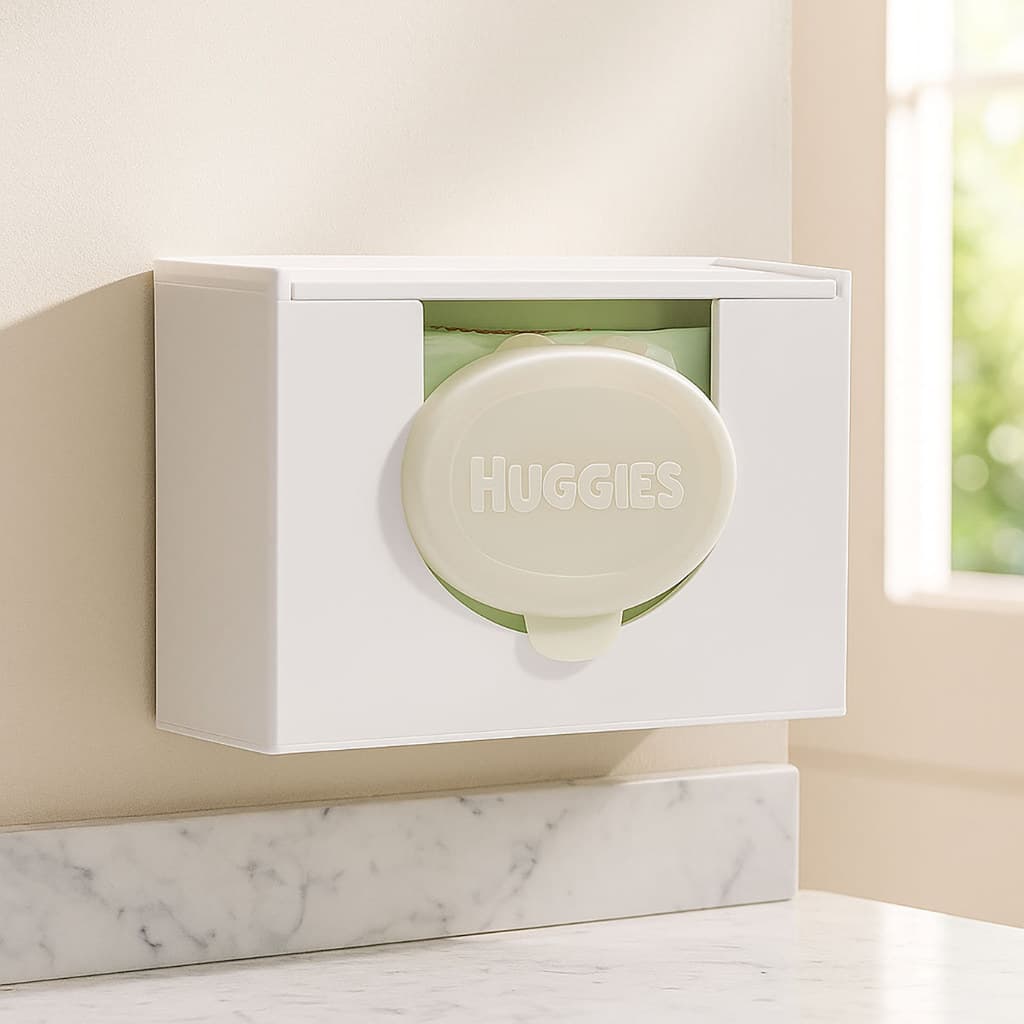 Porta Lenços Umedecidos Fino Com Tampa Em Acrílico Branco