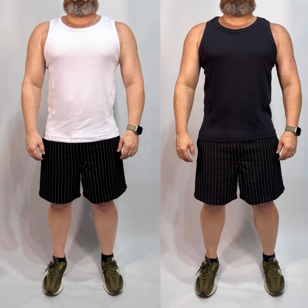 Kit 2 Regatas Americanas Masculinas Ribana 98% Algodão Preta e Branca