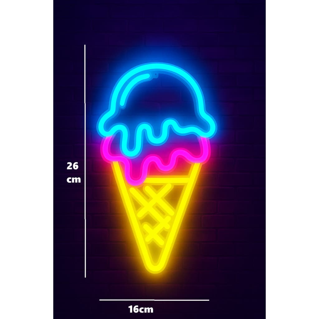 Letreiro Neon SORVETE Base Impressão 3D Bivolt