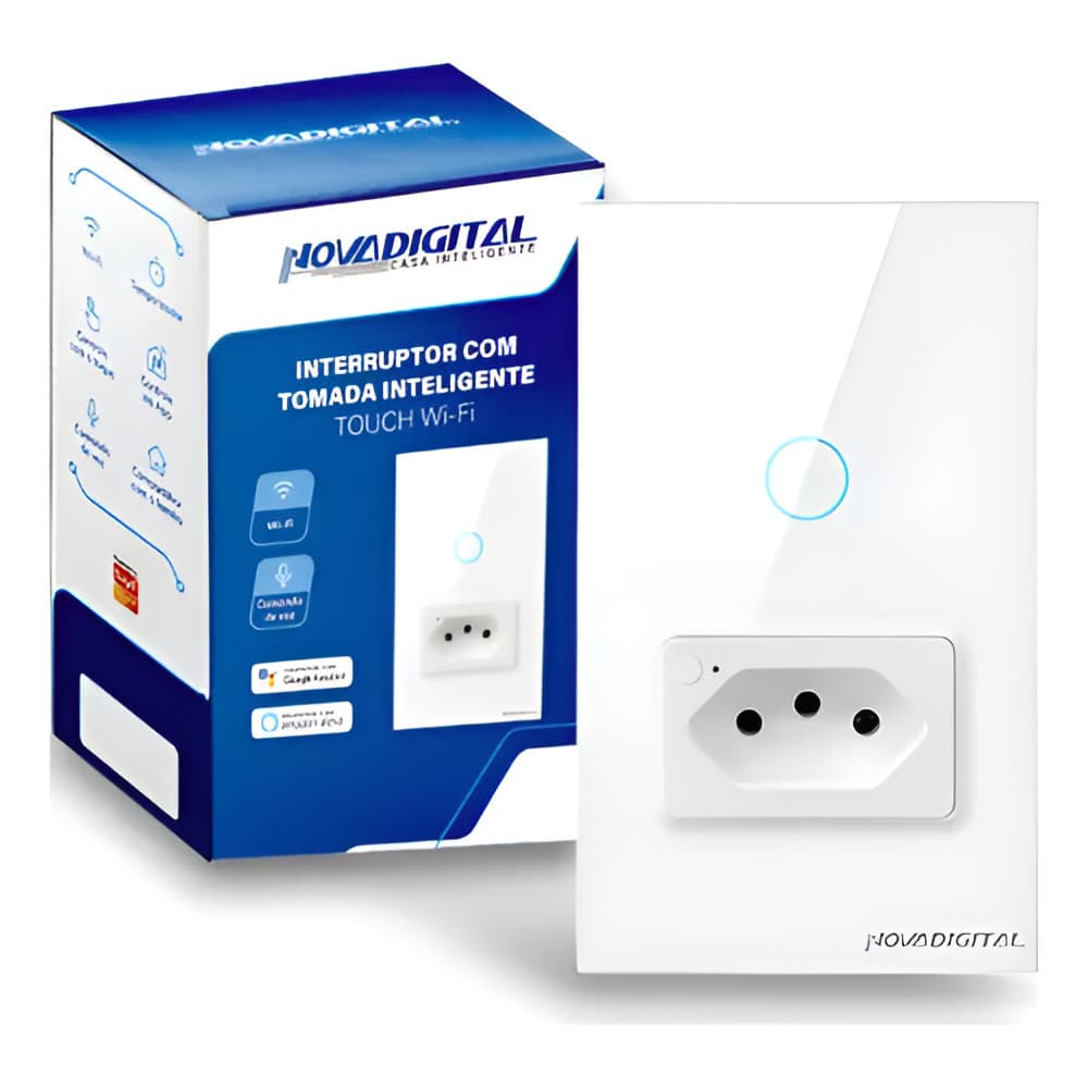 Interruptor Com Tomada Inteligente Wifi 1 Botão Touch Alexa novo lacrado