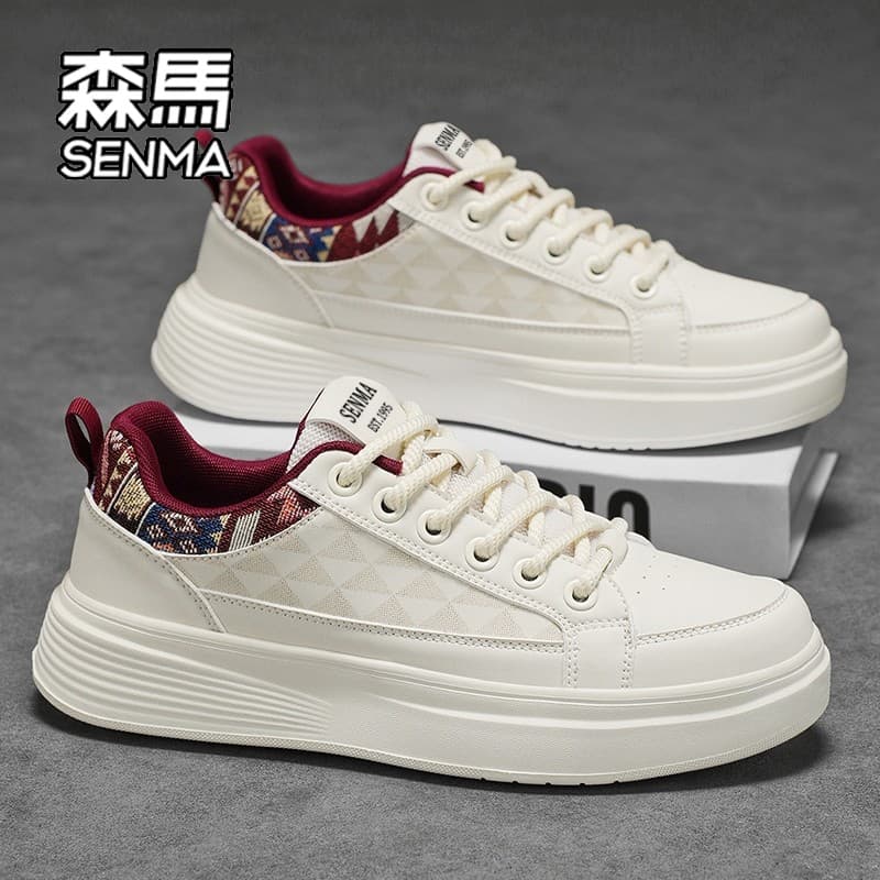 Senma outono sapatos masculinos 2026 novo estilo All-Match aumentando tênis casuais masculinos branco tênis de sola gros