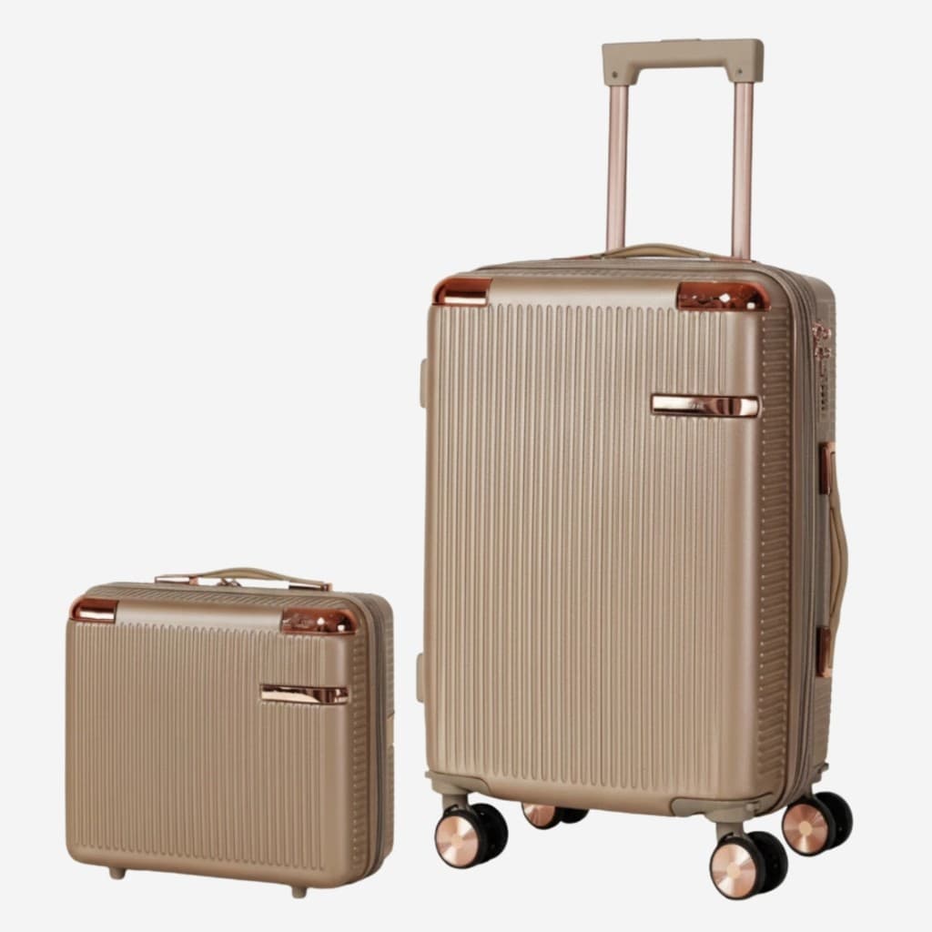 Kit Conjunto 1 Mala De Viagem 35KG Policarbonato + 1 Frasqueira Reforçada Resistente Zíper Duplo Antifurto Cadeado Senha