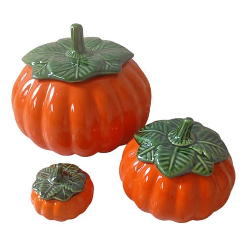 Conjunto 3 Cumbuca Moranga Laranja Cerâmica Para Caldos