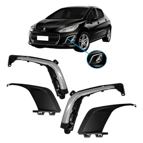 Moldura Milha Aux Peugeot 308 2012 2013 2014 Completo