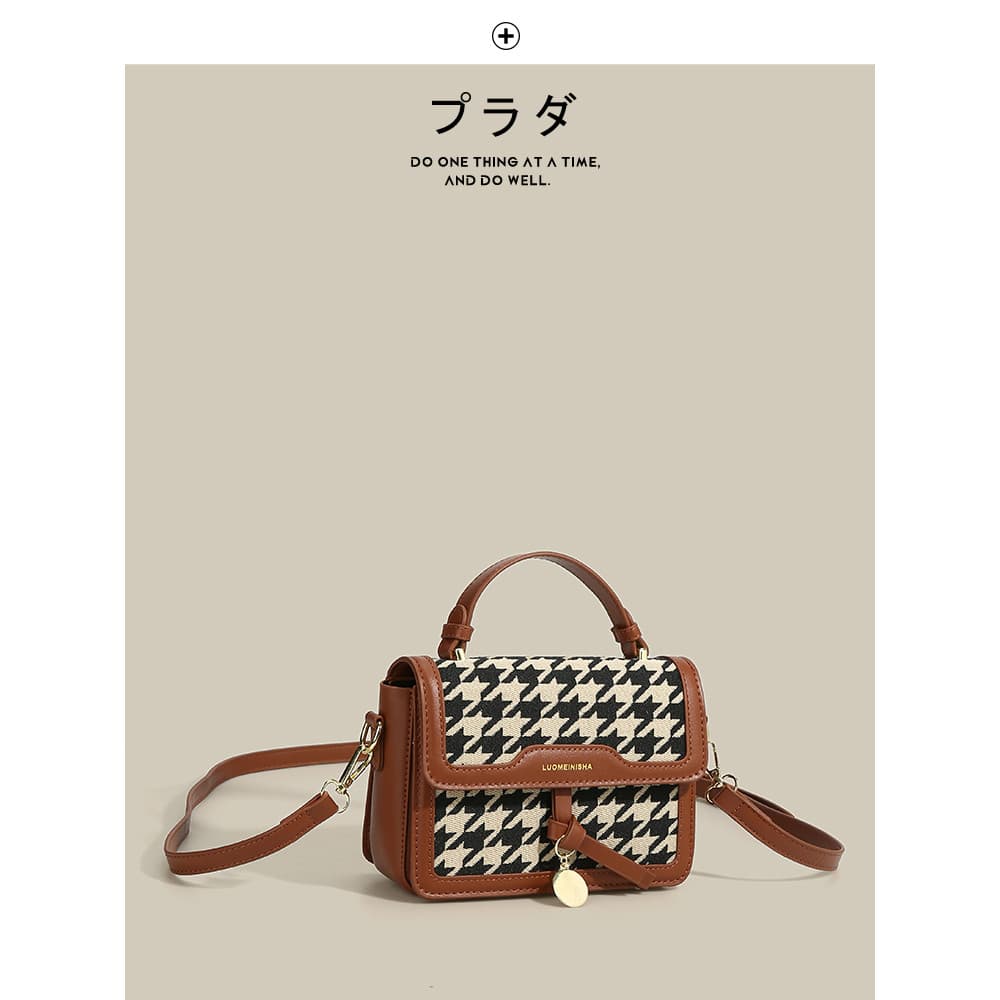 FECKI Marca Bolsa Feminina 2025 Novo Estilo Dia dos Namorados Presente Limitado Retro Houndstooth Bolsa Feminina