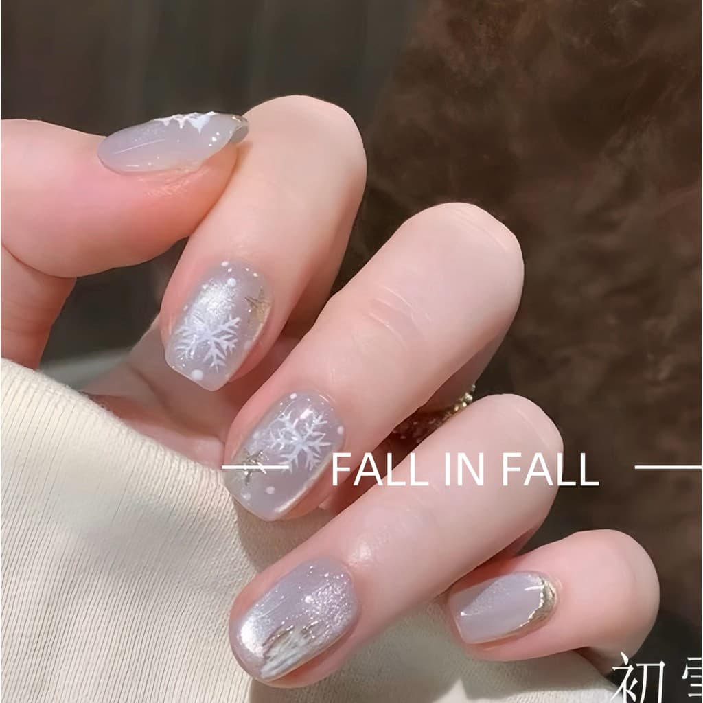 [Baixue] Cristal Francês Olho de Gato Floco de Neve de Natal Pintados à Mão Unhas Vestíveis Novos Produtos Produto Acaba