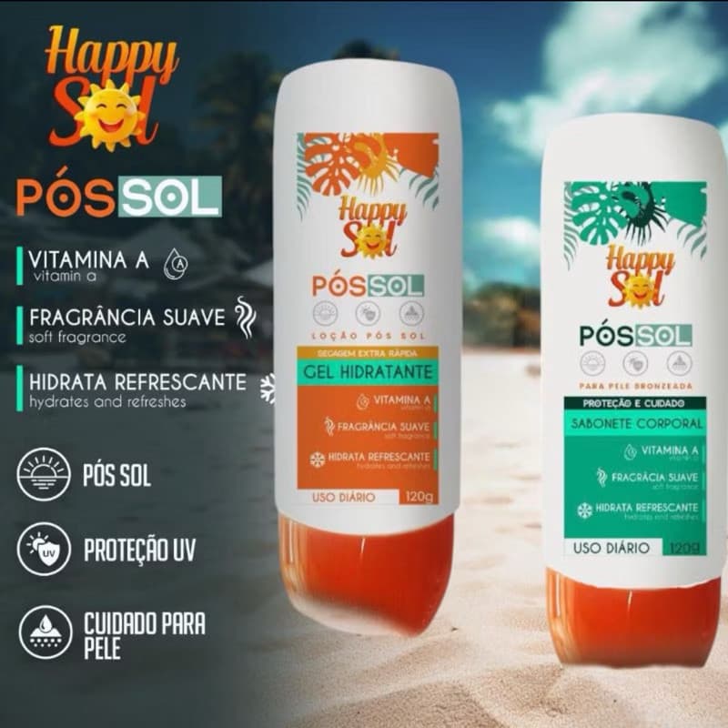 KIT PÓS SOL COM DUAS UNIDADE-  sabonete corporal e creme hidratante 120g