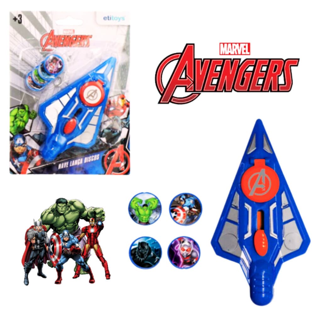 Brinquedo Infantil Nave Lança Disco Vingadores Lançamento Meninos Avengers Super Herói