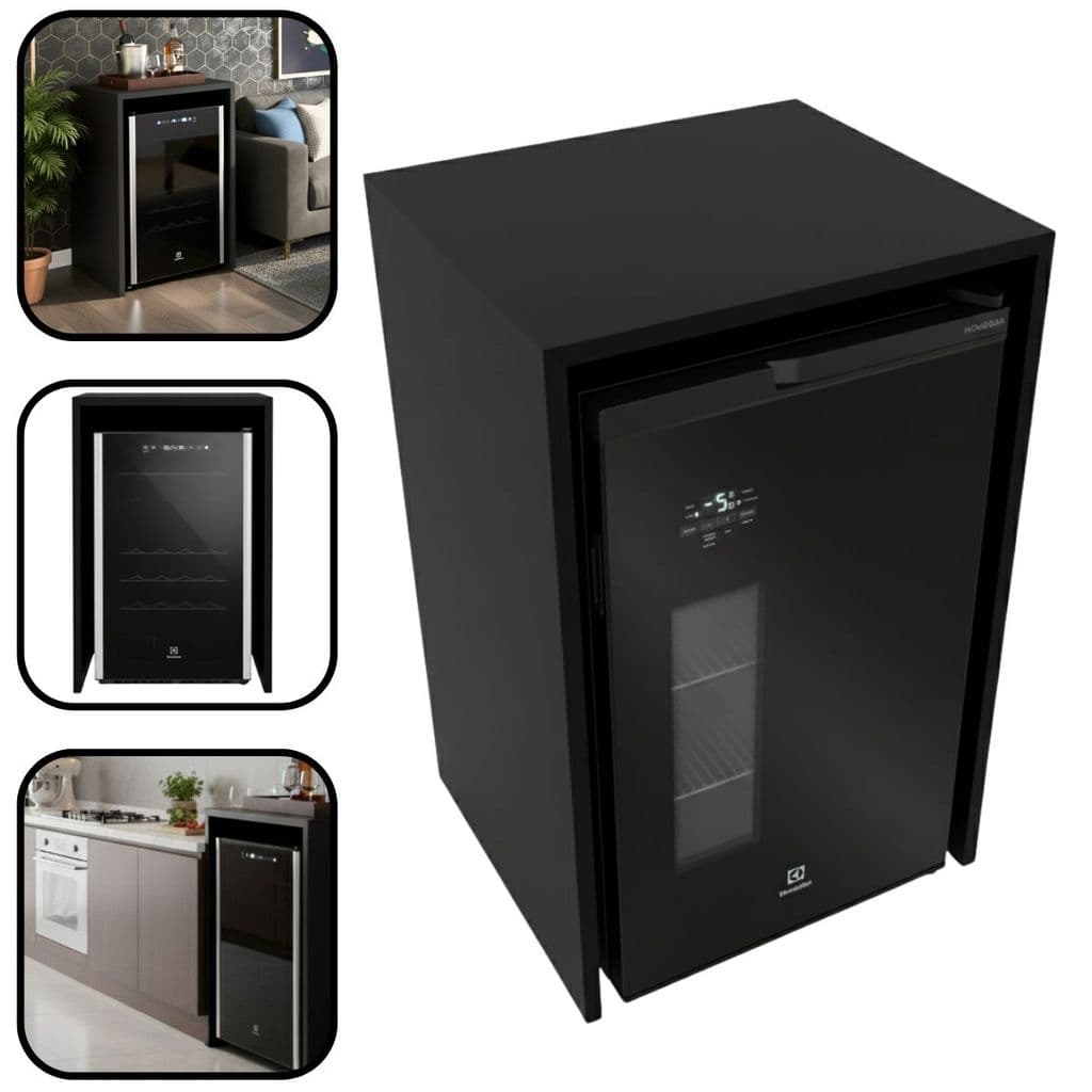 Nicho Para Cervejeira Adega Aparador MDF 90x60x52cm Preto