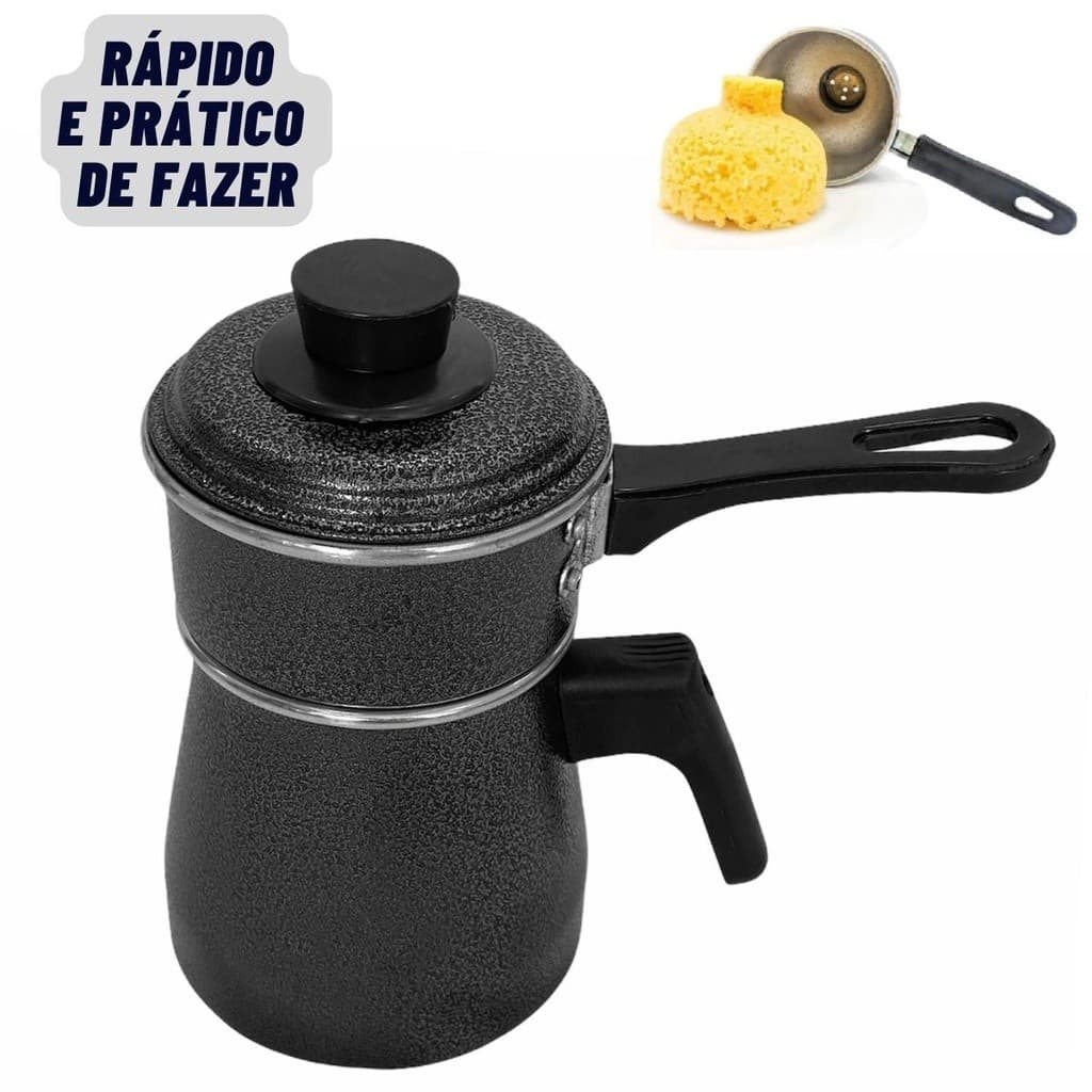 Cuscuzeiro Individual Porção Única e Leiteira Mais Prática Fervedor e Cuscuziera