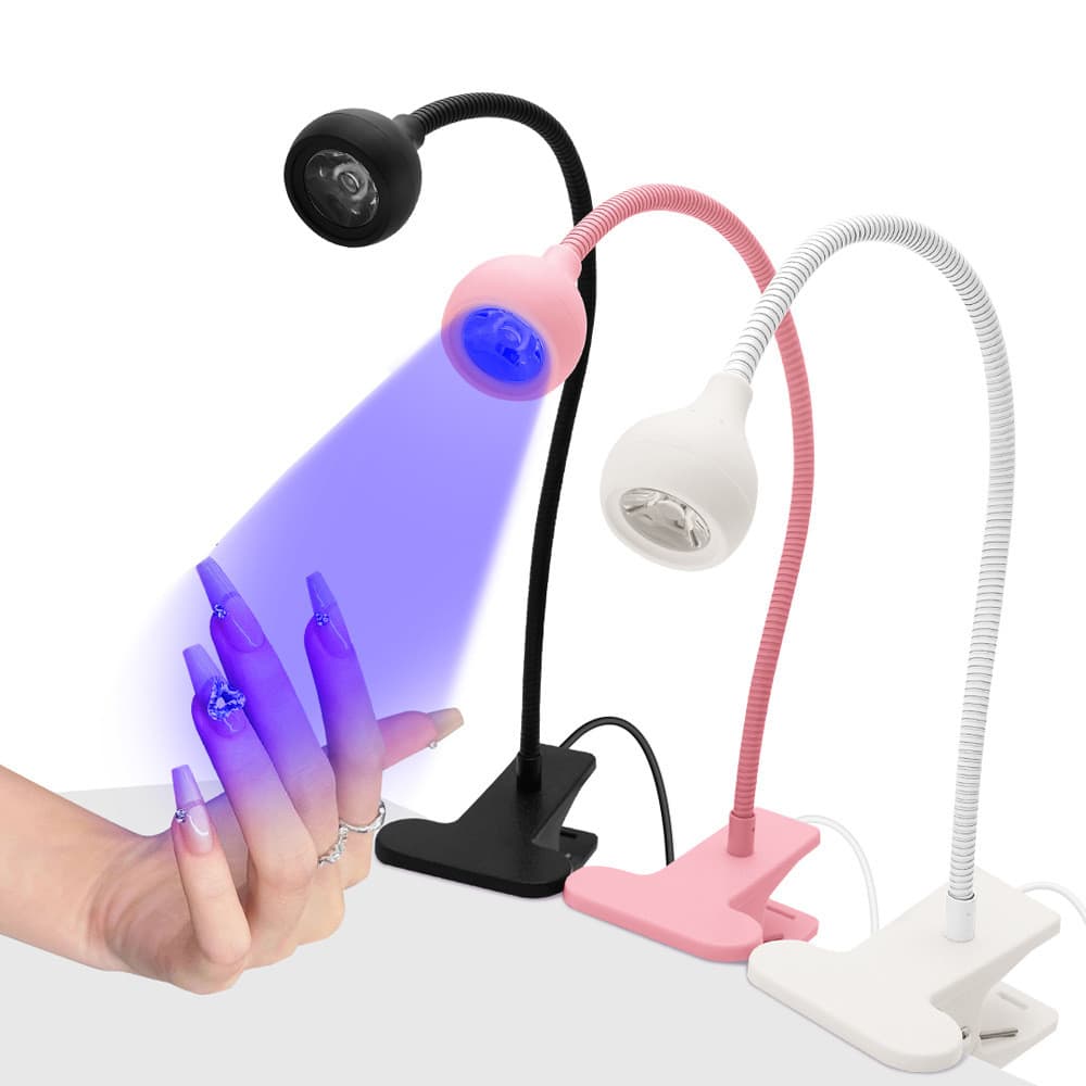 Luminária Lâmpada LED UV Portátil 3W com Clip – Secagem Rápida para Unhas em Gel e Nail Art