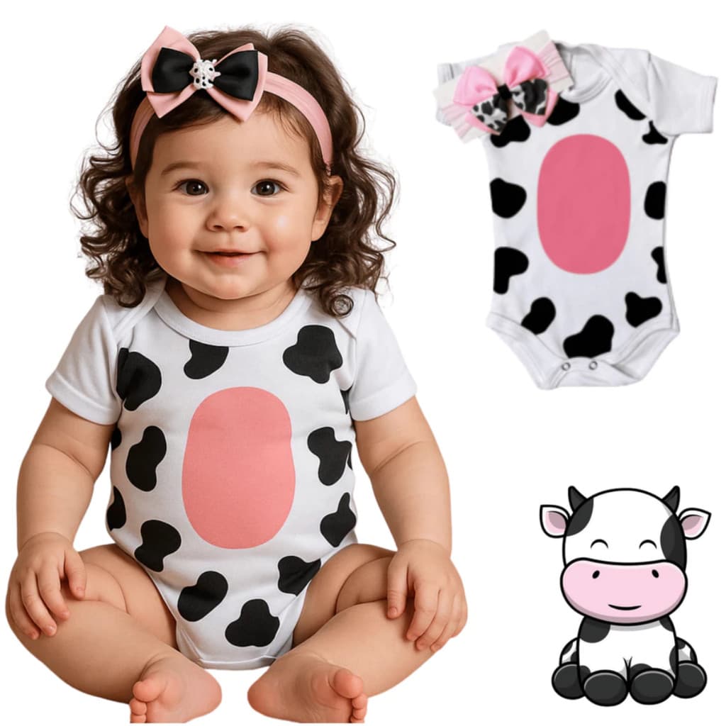 Body Bebê Infantil Mêsversário Temático Vaquinha Fazenda Super Confortável Promoção