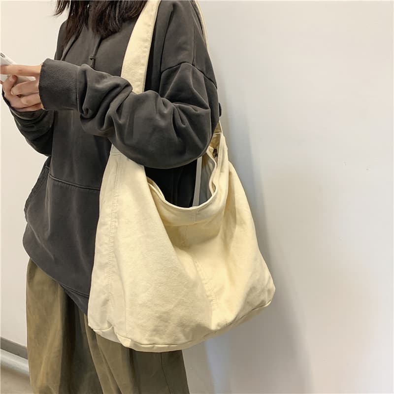 Bolsa mensageiro feminina, bolsa de classe para estudantes universitários, estilo japonês, grande capacidade, cor sólida