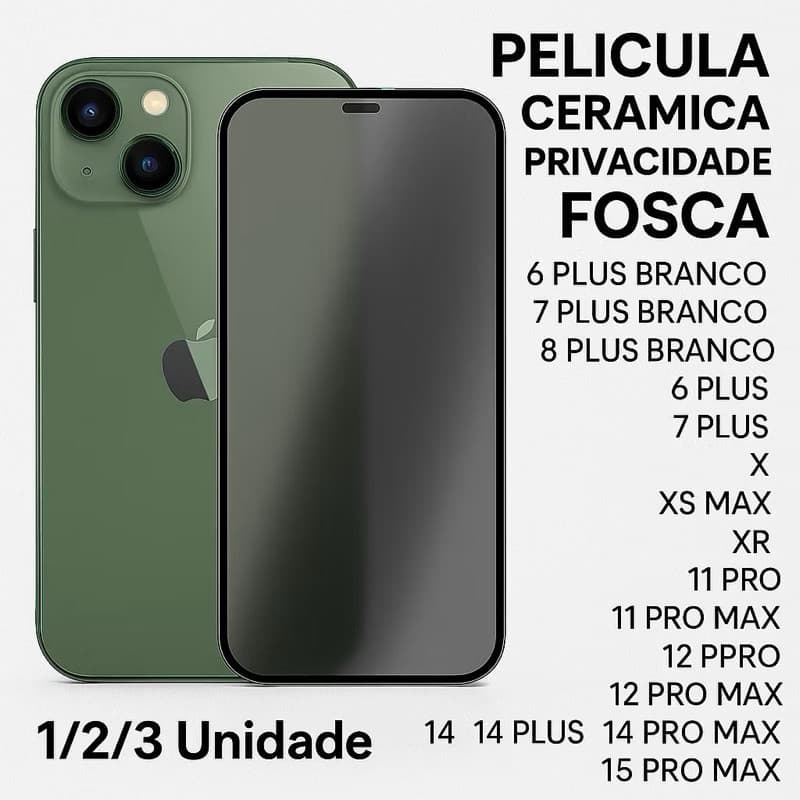 Película de Privacidade Fosca Anti-Impacto para iPhone X, XS, 11, 12, 13, 14, 15 Pro Max Anti-Digital e Anti-Arranhões