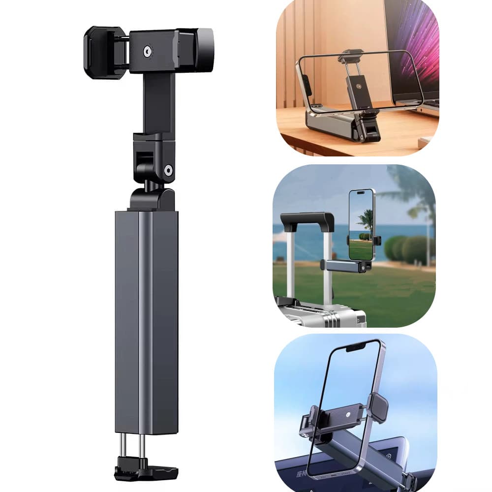 suporte para celular bolsa de viagem portátil retrátil, 360°dobrável e giratória para assistir a vídeos ao vivo.