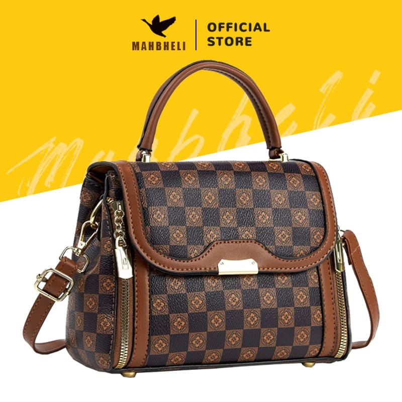 MAHBHELI Bolsa Feminina Quadrada Pequena com Alça Longa Estampa Moderna e Textura Premium