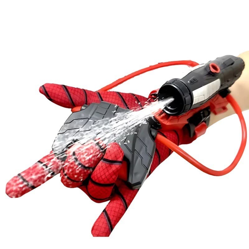 Luva Lança Água Jato Infantil Homem-Aranha Vermelha Brinquedo Divertido para Praia Piscina Kids Plus