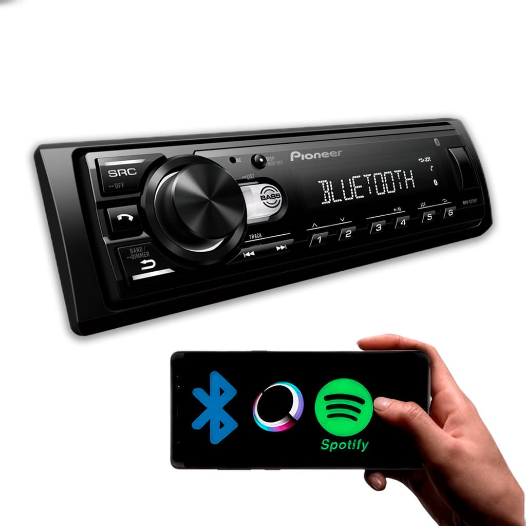 Leitor de Rádio MP3 Pioneer MVH-S235BT com Bluetooth USB, Rádio FM EQ 5-bandas Bass Bost e Interface SWC