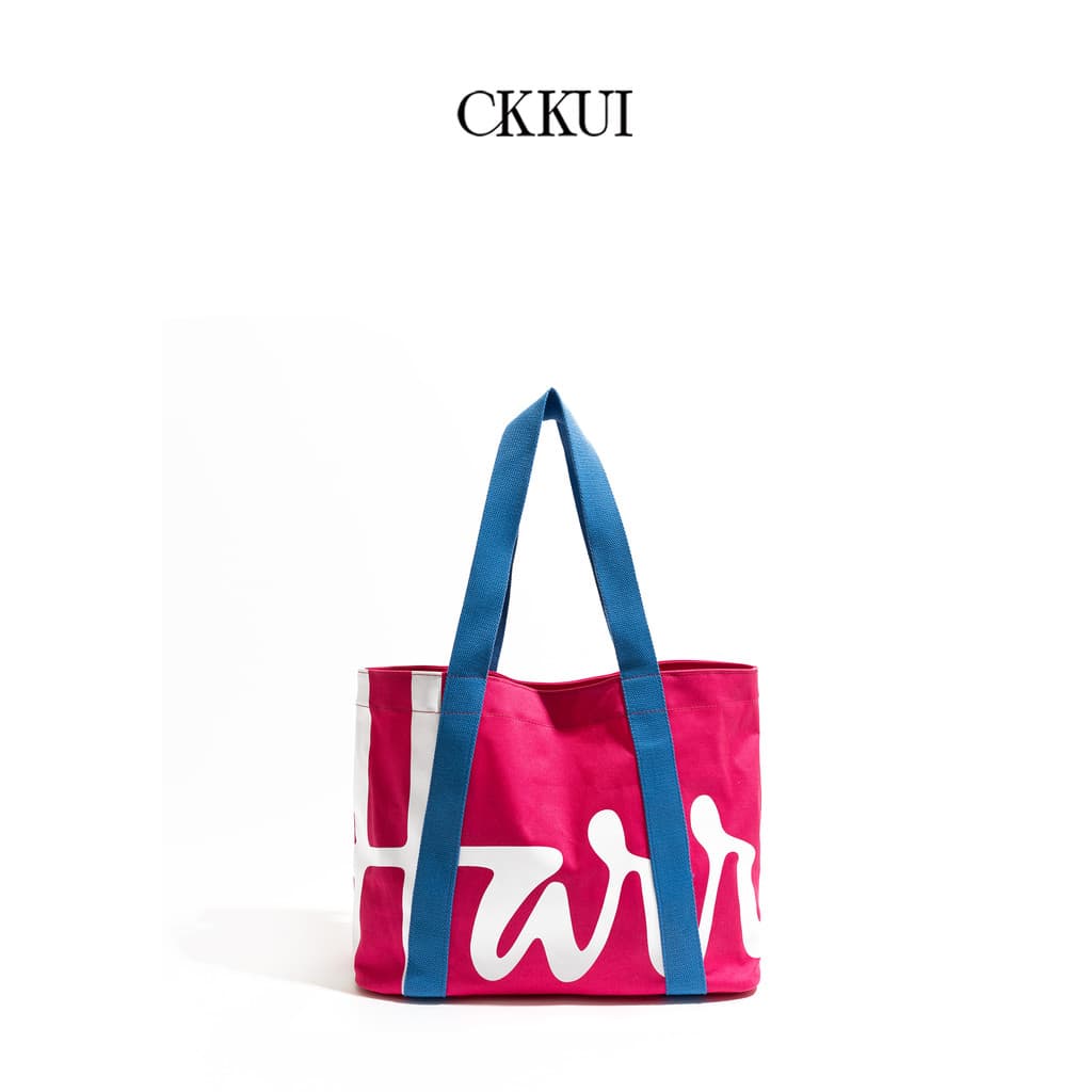 CKKUI Europeu Americano Dopamina Contraste Cor Rosa Bolsa de Lona High-End Feel Bolsa de Grande Capacidade Bolsa de Ombr