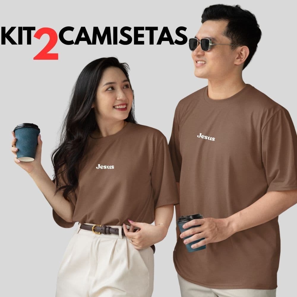 Kit 2 Camisetas Básicas Jesus Minimalista Unissex Cristã -  Algodão Respirável