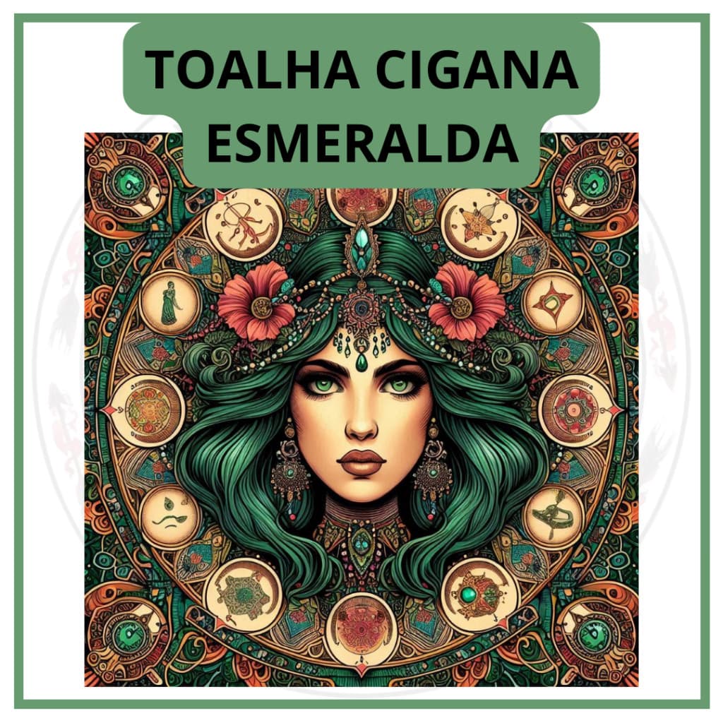 Toalha para Jogo de Tarot 0,70x0,70cm Cigana Esmeralda