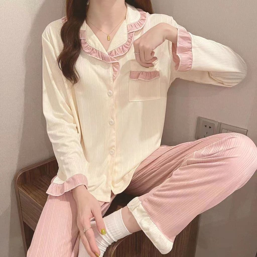 Primavera outono novo estilo pijamas feminino japonês doce dos desenhos animados estudante menina Casual simples de mang