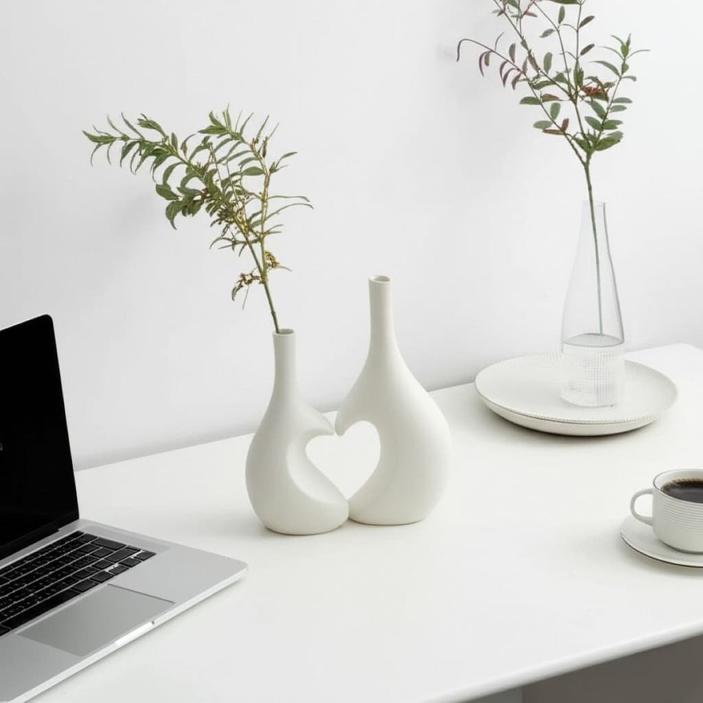 Kit Conjunto de Vasos Decorativos de Cerâmica Moderno e Elegante B