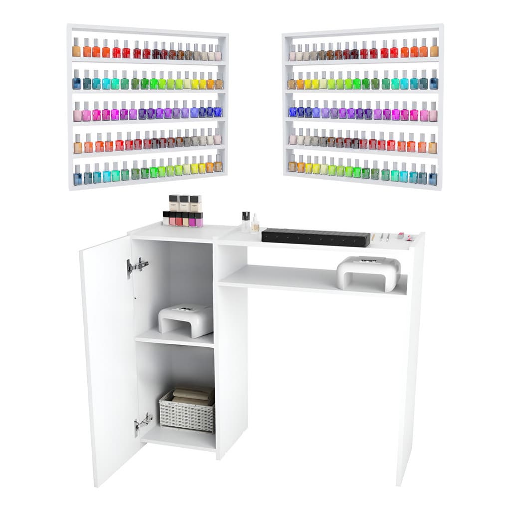Mesa Para Manicure Com Porta E Expositores Esmaltes Kit Nail Designer Salão Beleza Profissional