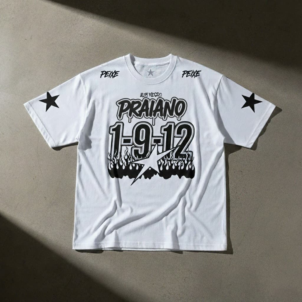Camiseta Peixe Alvi Negro 1912 Camisa Jersey Futebol Torcida Moda Street Conforto Algodão College