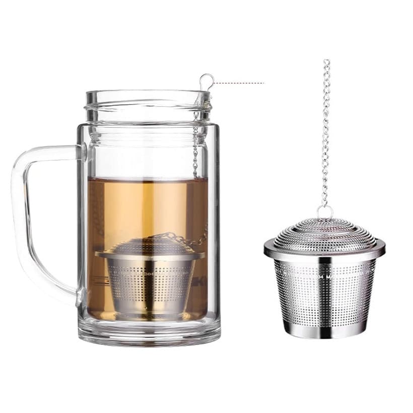 Infusor Chá Cesta Inox C/ Corrente Reforçado 4,5 X 4 Cm Cor Cinza