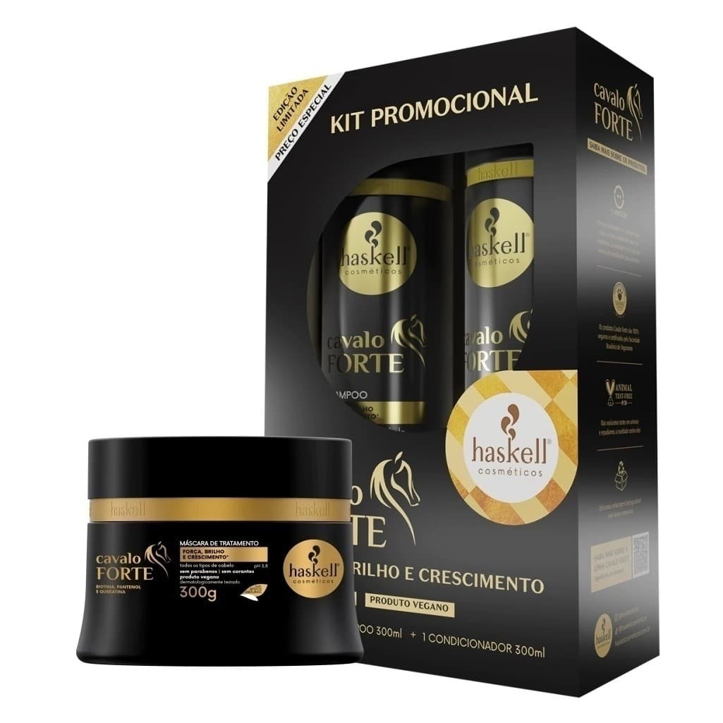 Kit Haskell Cavalo Forte 300gr – Força, Brilho e Crescimento 3 itens