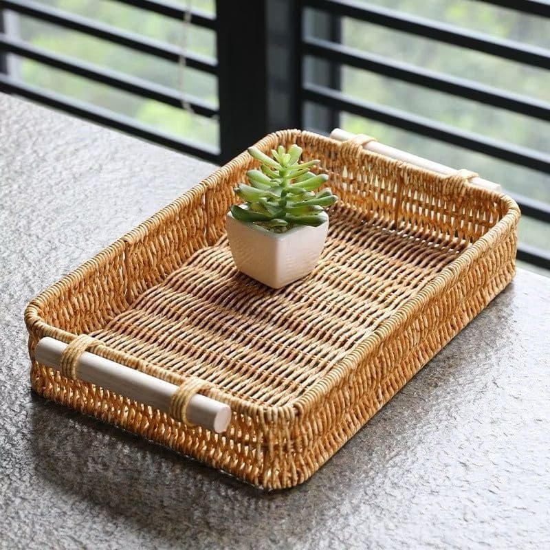 Bandeja Organizador  Metal / Plástico Traçada Palhinha