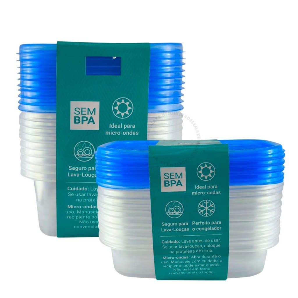 Kit 10 ou 20 Potes Conjunto Cozinha Organização Frezzer Micro-ondas Lava-louças 700ml 1000ml