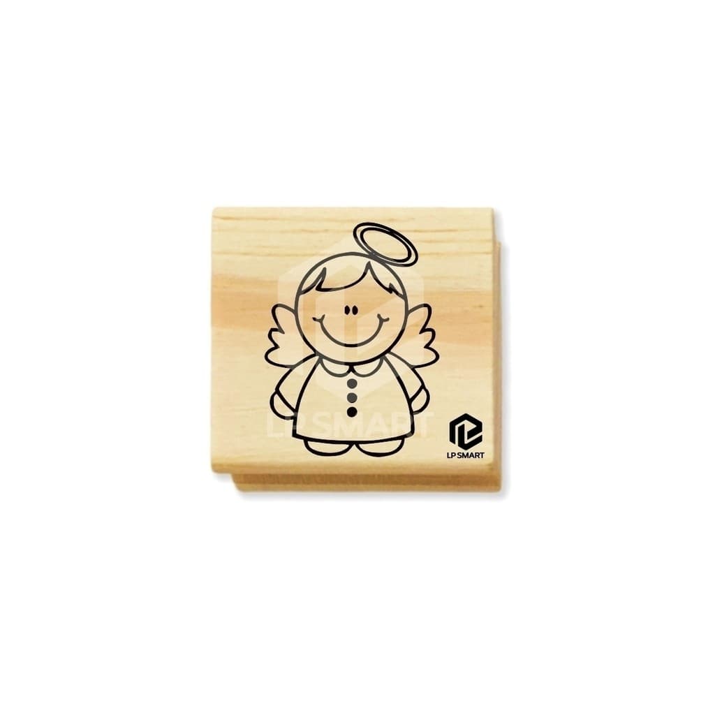 Mini Carimbo Artesanal de Natal anjo 3 - 2cm x 2cm - CNP038
