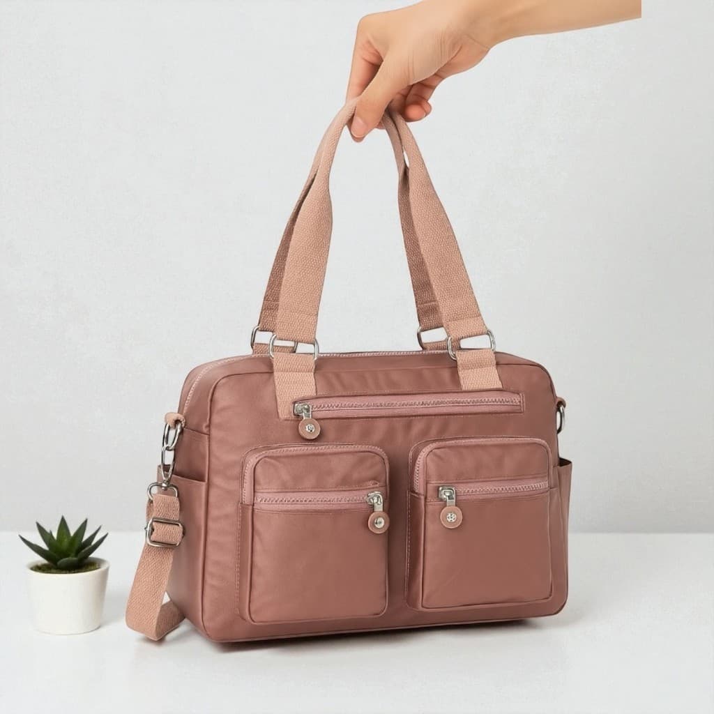 Bolsa Transversal de Ombro Feminina Impermeável Metalizada com Alça Ajustável
