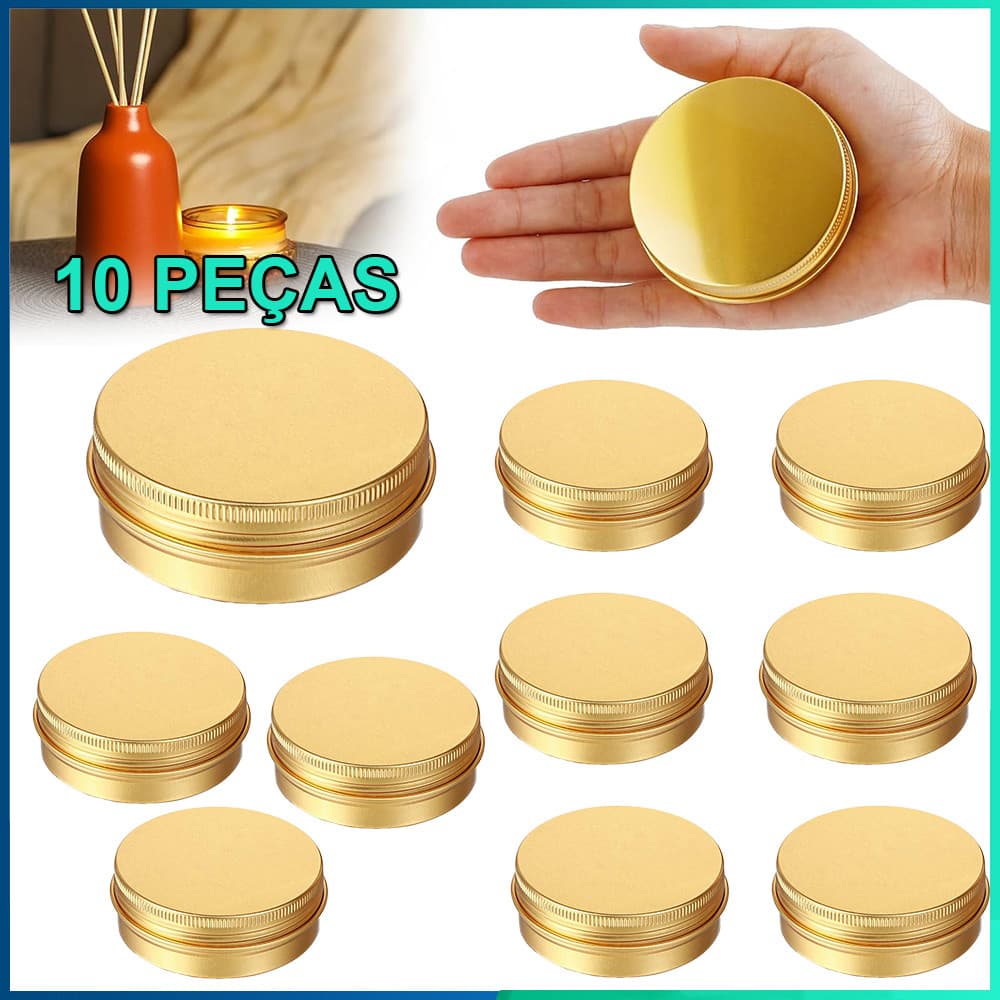 10PCS 50ml Dourado latas de alumínio  latas redondas de aço com tampa de parafuso recipientes de tampa de parafuso