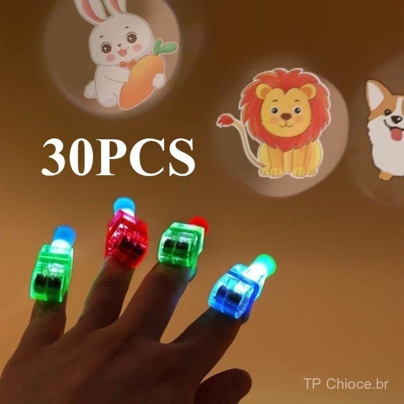 30pcs Projecção Dedo De Lâmpada Múltiplos Padrões De Desenho De Anel De Diversão Festa