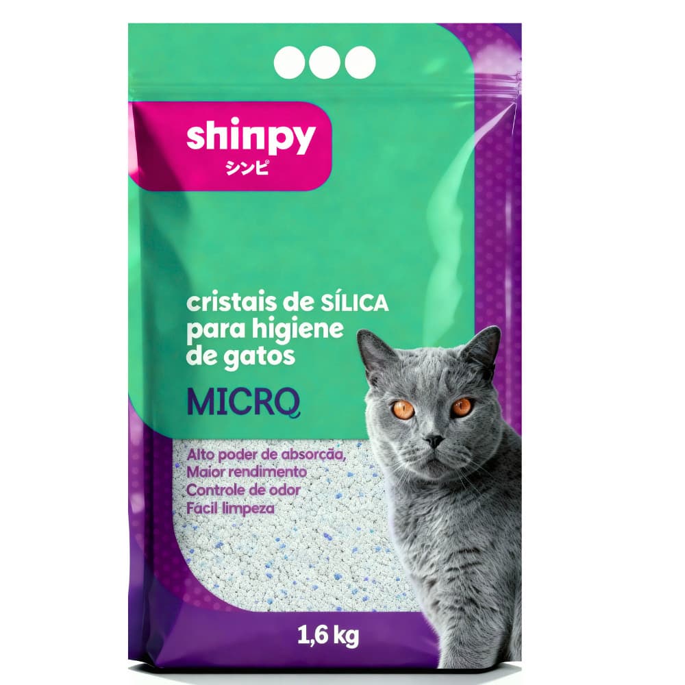 Areia higiênica para gatos Shinpy cristais de sílica grãos micro - 1,6kg