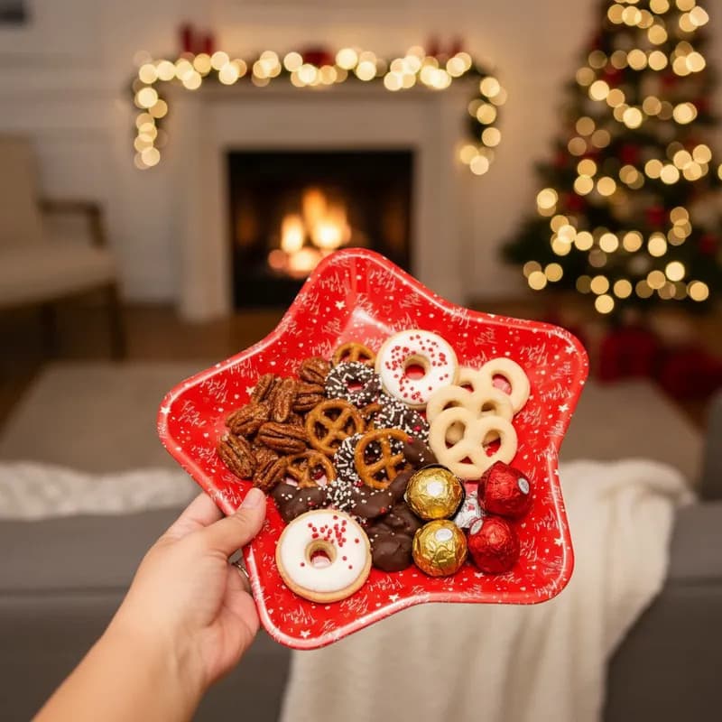 Bandeja Prato de Polipropileno Estrela - Natal 27x24,5cm