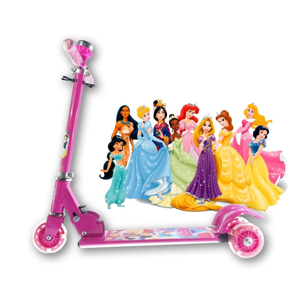 Patinete Infantil De Ferro 3 Rodas Com Luz Princesas 2