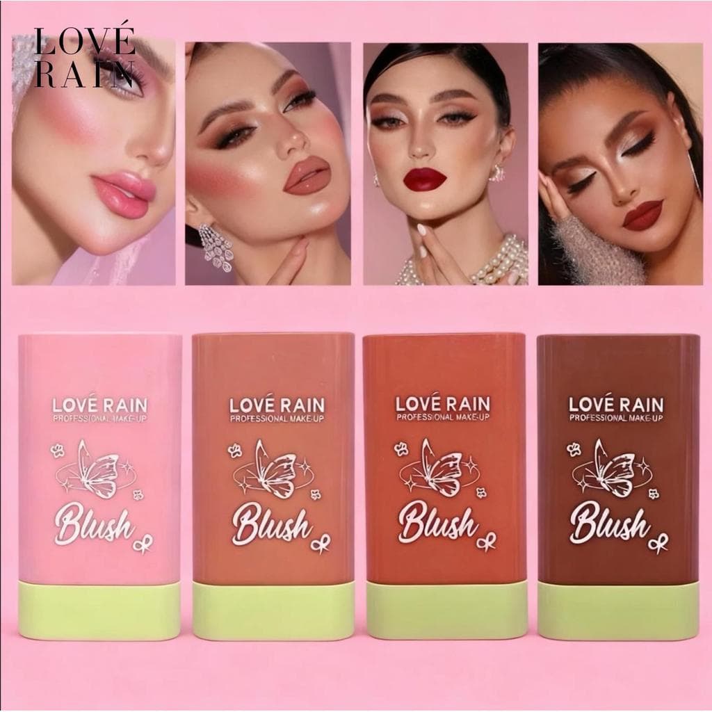 Love Rain Blush Stick – Textura Cremosa, Aplicação Fácil, Acabamento Natural e Longa Duração