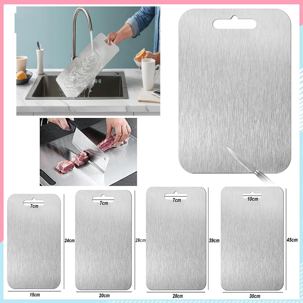 Tabua De Carne Tábua de Corte Dupla Face Premium de aço inoxidável - Aço Inox de Grau Alimentício para Cozinha e Jantar