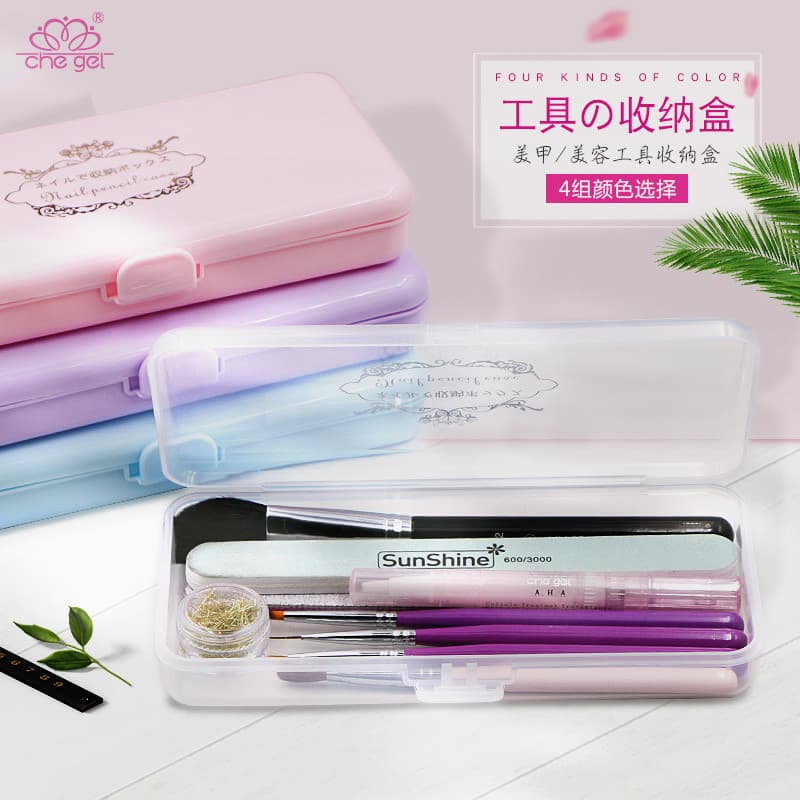 Ferramenta de manicure japonesa esfregando tira manicure caneta fototerapia esponja esfregando caixa de armazenamento sa