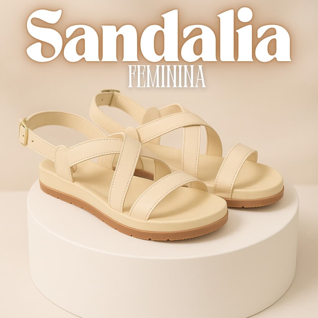 Sandália Feminina Papete Leve Confortável Casual Moderna Ideal Para Caminhada - Dunas