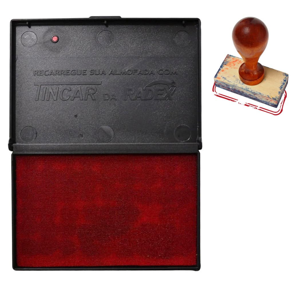 Almofada Para Carimbo N5 Extra Grande Cor Vermelha 17,5cm x 18,5cm Gigante Radex
