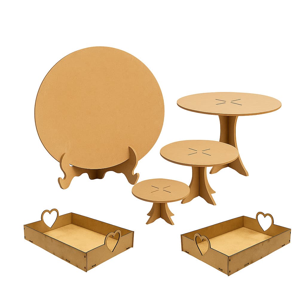 Decoração de Festa MDF Pronta Para Locação Kit Com 5 Peças