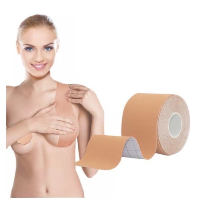 KIT 2 UNIDADES DE FITA BODY TAPE SUTIÃ LEVANTA SEIO 5M BEGE FITA DE PEITO
