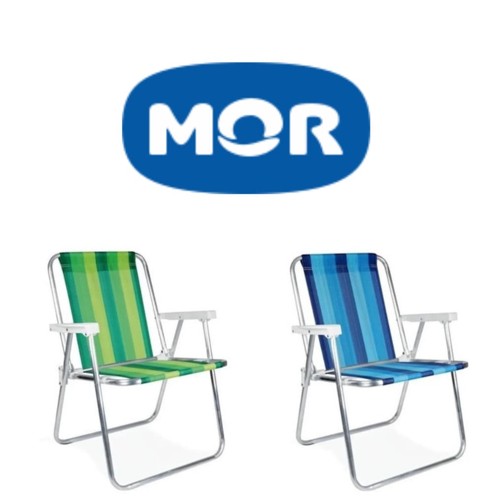 Kit 2 Cadeira de Praia Aluminio Mor Varanda Alta Piscina 110Kg Cores Sortidas